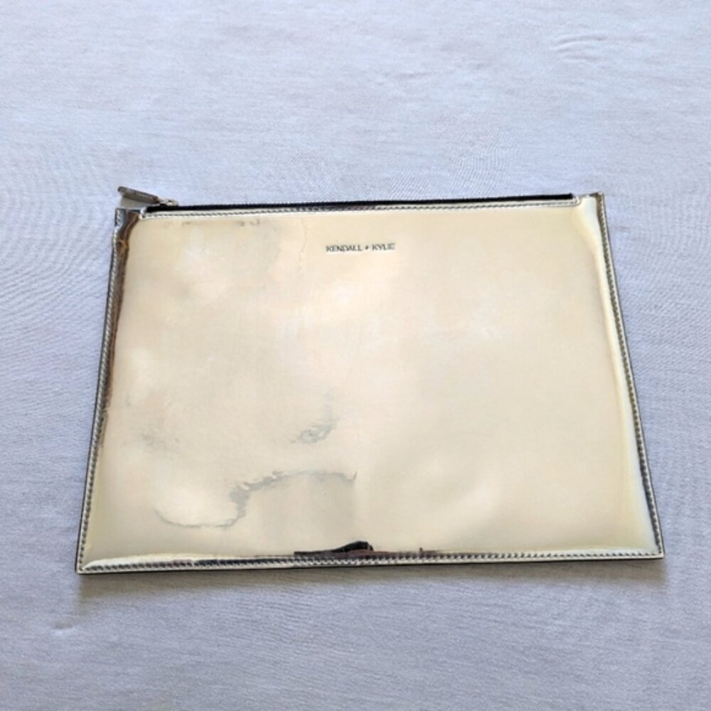 Kendall + Kylie silver gray metallic shiny clutch